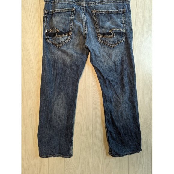 MENS SILVER ZAC FLAP Pockets Mens 33 x 30 Blue Jeans Denim Thick Stitch **34x30 - Picture 6 of 11